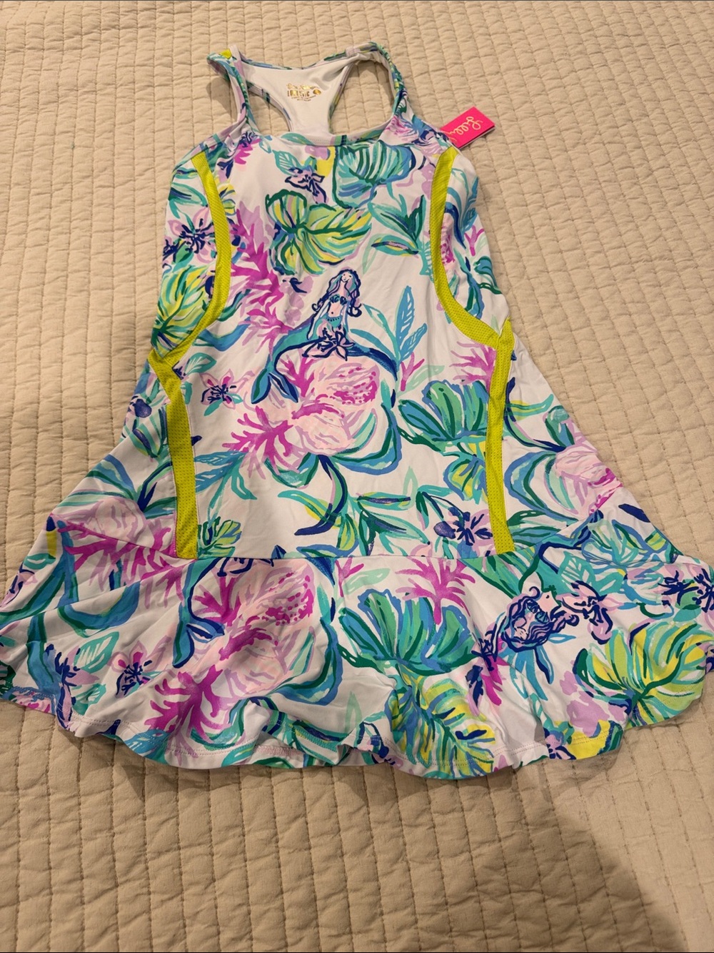 Rare Lilly Pulitzer Multicolor Floral Athletic tennis Dress with Lime Trim nwt
